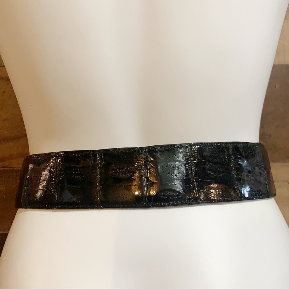Henri Bendel Black Crocodile Statement Belt 70/85 - Picture 7 of 11